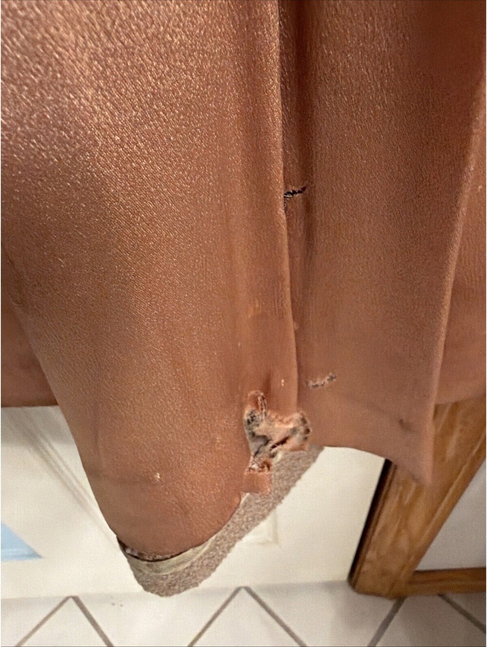 Vintage 50s 60s Tweed Wool Beaver Fur Collar Swing Coat XL Tan Silk Lined Retro - Picture 9 of 12